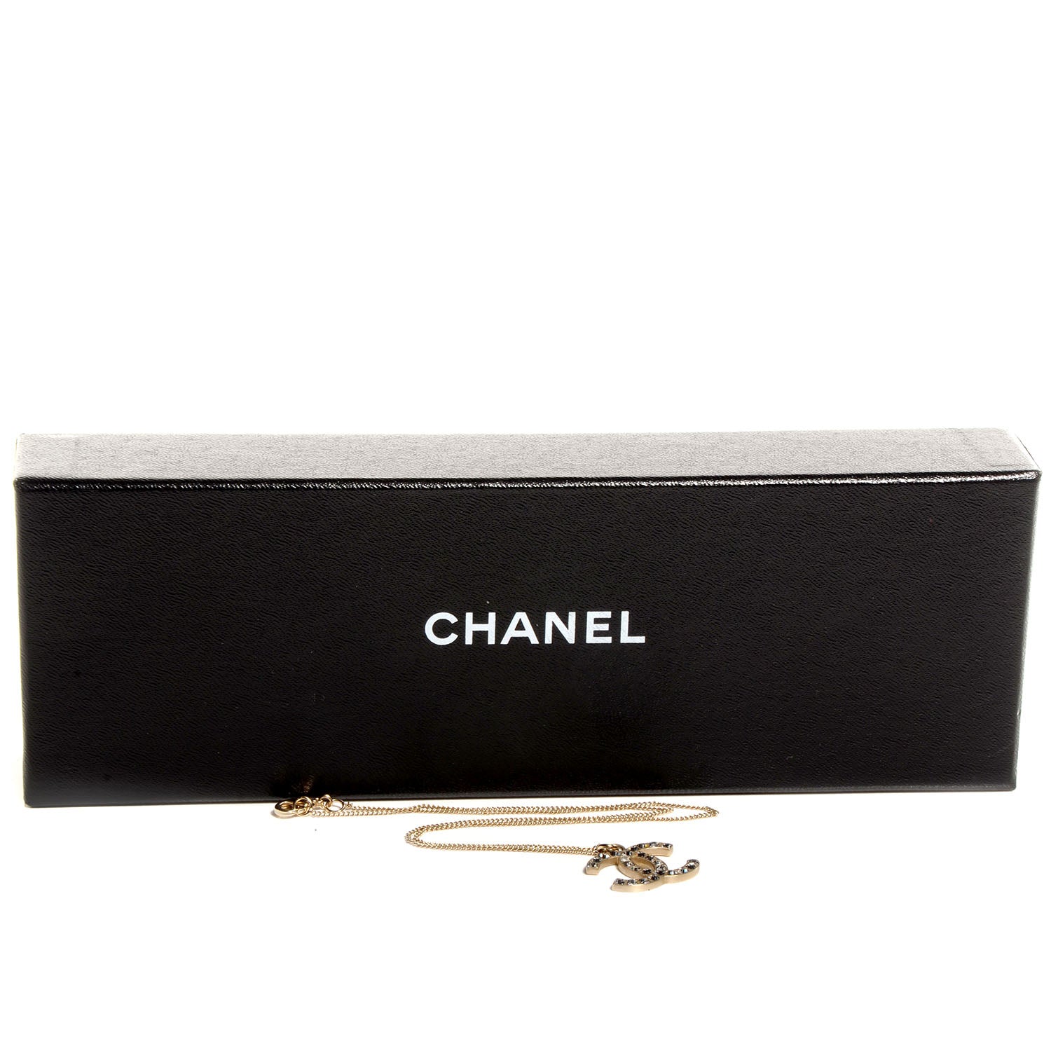 Chanel Crystal Baguette CC Necklace Light Gold 5 of 5