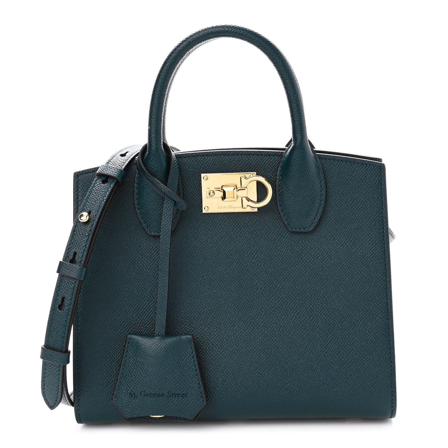 Salvatore Ferragamo Calfskin Small Studio Box Bag Dark Green 1 of 10