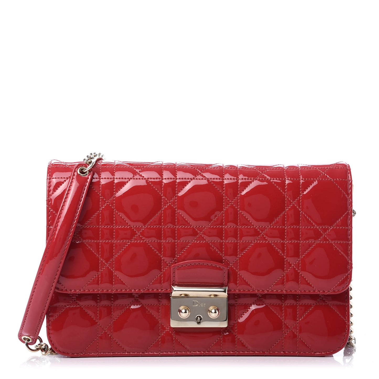 Patent Cannage Miss Dior Promenade Pouch Red