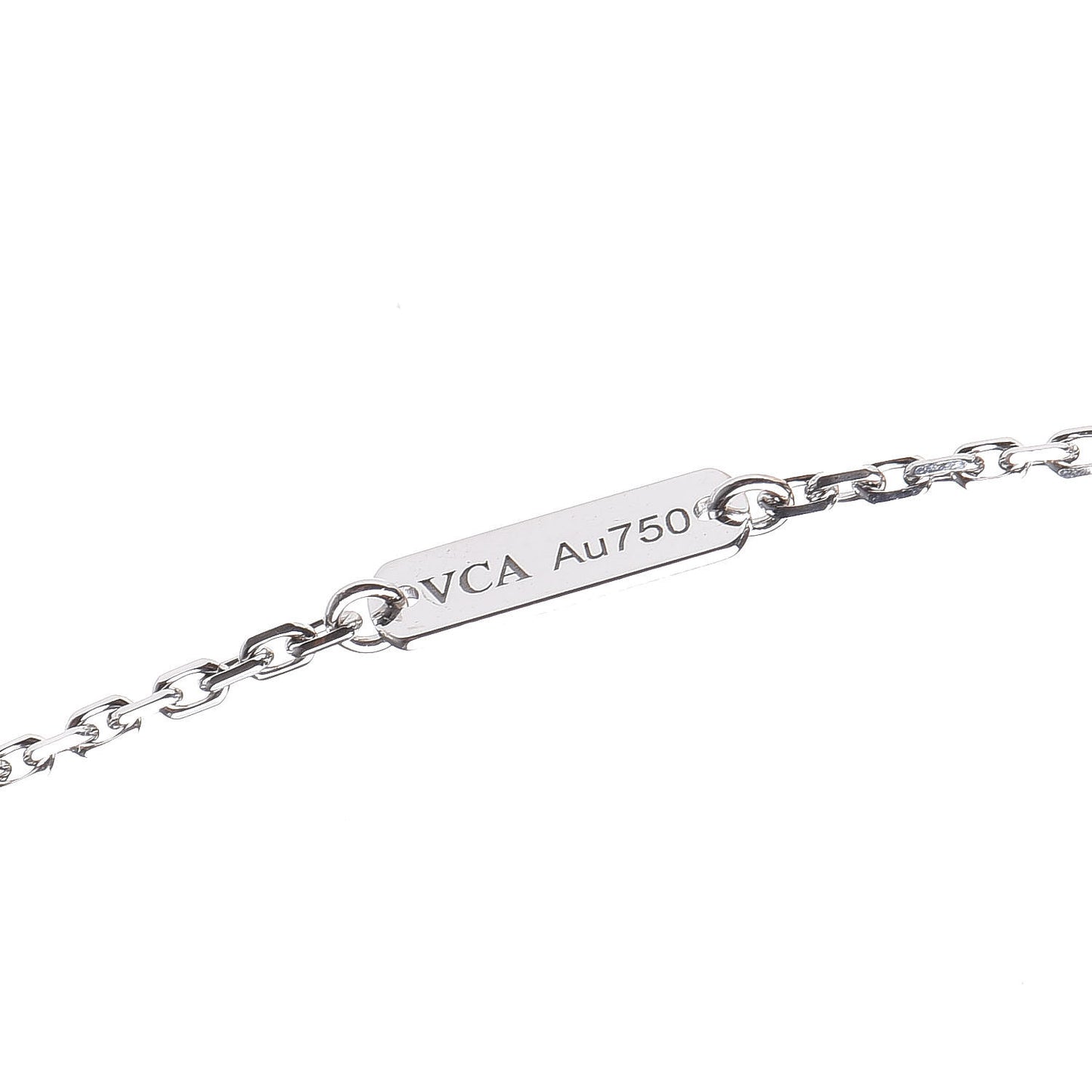 18K White Gold Diamond Vintage Alhambra Pendant Necklace