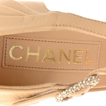 Chanel Lambskin Pearl CC Sandals 39 Beige 8 of 9