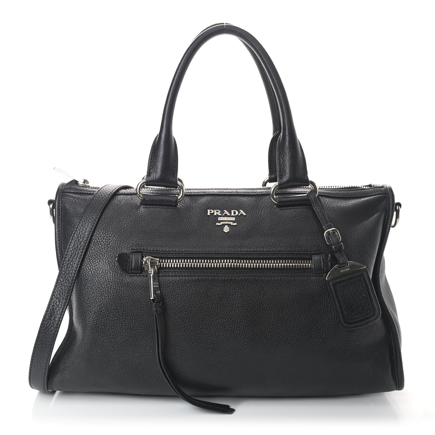Prada Vitello Daino Shopping Satchel Black 1 of 12