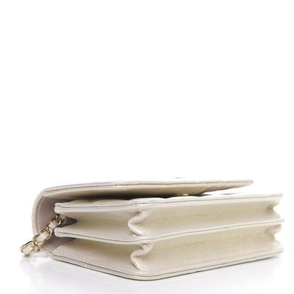 Chanel Iridescent Lambskin Quilted Mini Wallet On Chain WOC Ivory 4 of 13