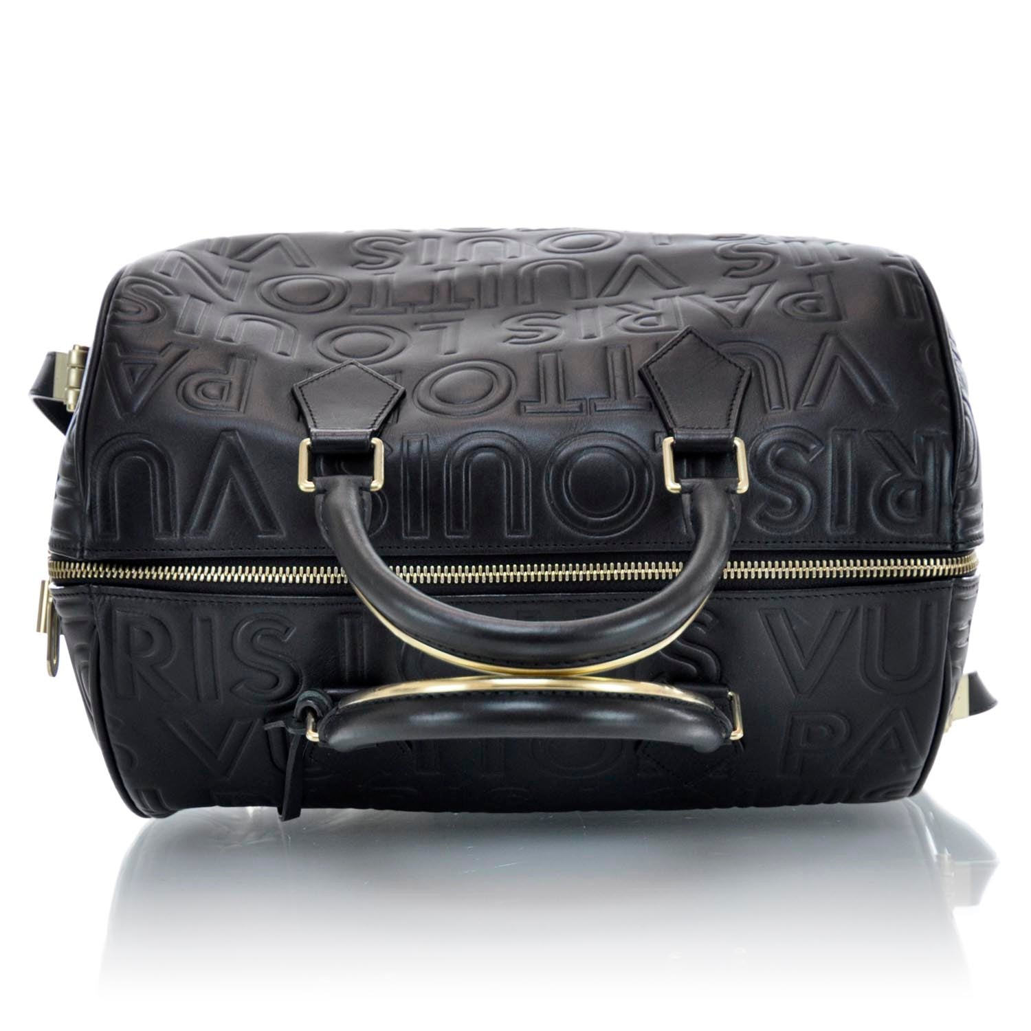 Louis Vuitton Calfskin Embossed Speedy Cube 30 Black 4 of 13