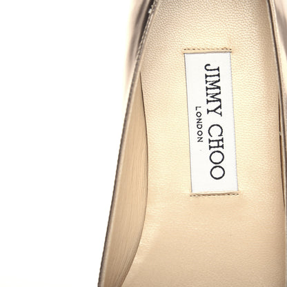 Jimmy Choo Metallic Mirror Calfskin Garmeen Flats 38 Nude 8 of 10