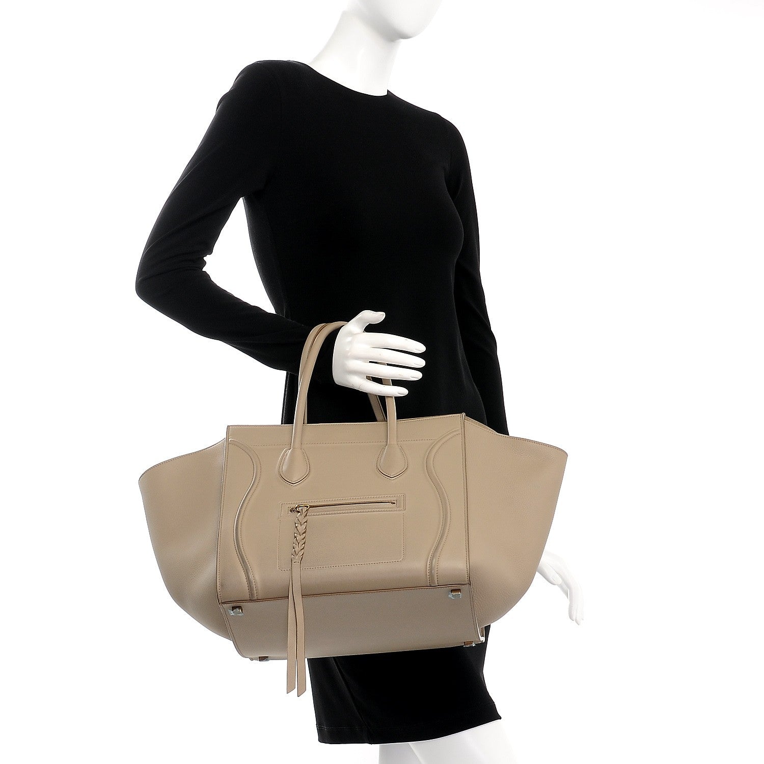 Celine Supple Calfskin Medium Phantom Luggage Beige 2 of 8