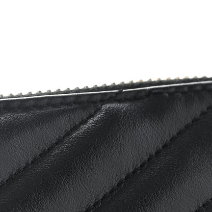 Saint Laurent Calfskin Matelasse Chevron Monogram A5 Wristlet Black 7 of 7