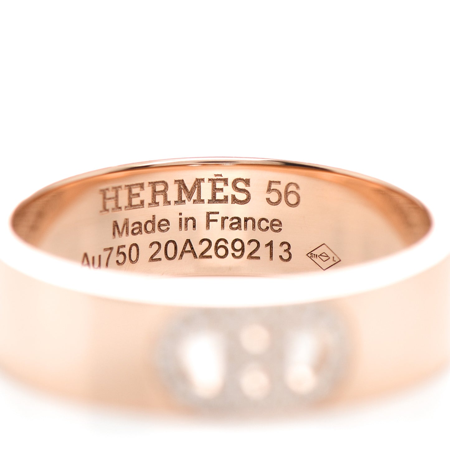 18K Rose Gold Diamond PM H D'Ancre Ring 56 7.5
