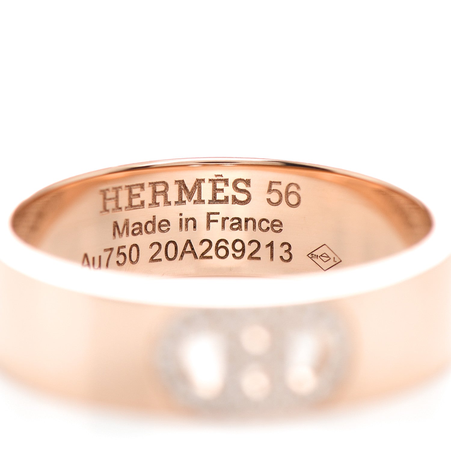 Hermes 18K Rose Gold Diamond PM H D'Ancre Ring 56 7.5 4 of 5