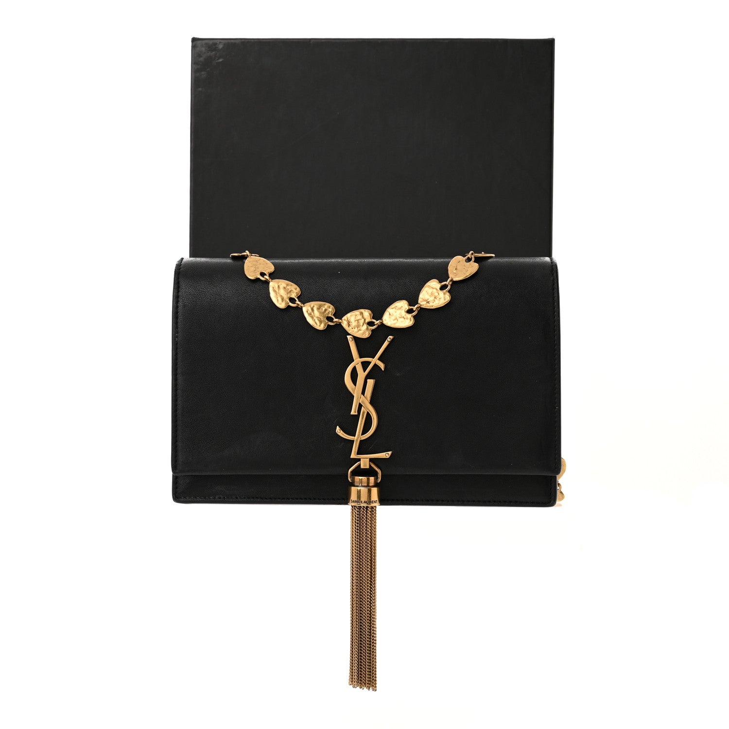 Saint Laurent Smooth Calfskin Classic Monogram Kate Heart Tassel Heart Chain Wallet Black 15 of 15