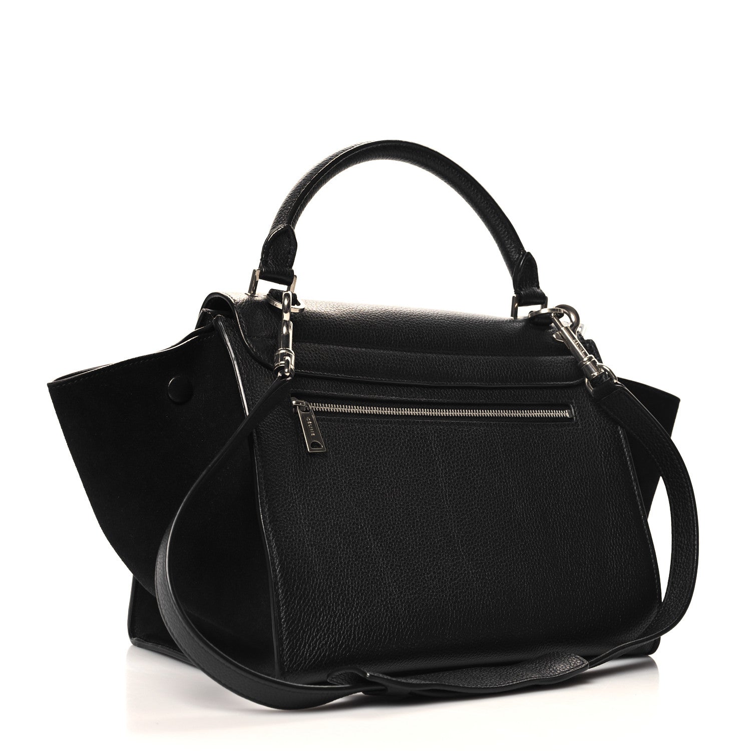 Celine Drummed Calfskin Suede Small Trapeze Black 3 of 9