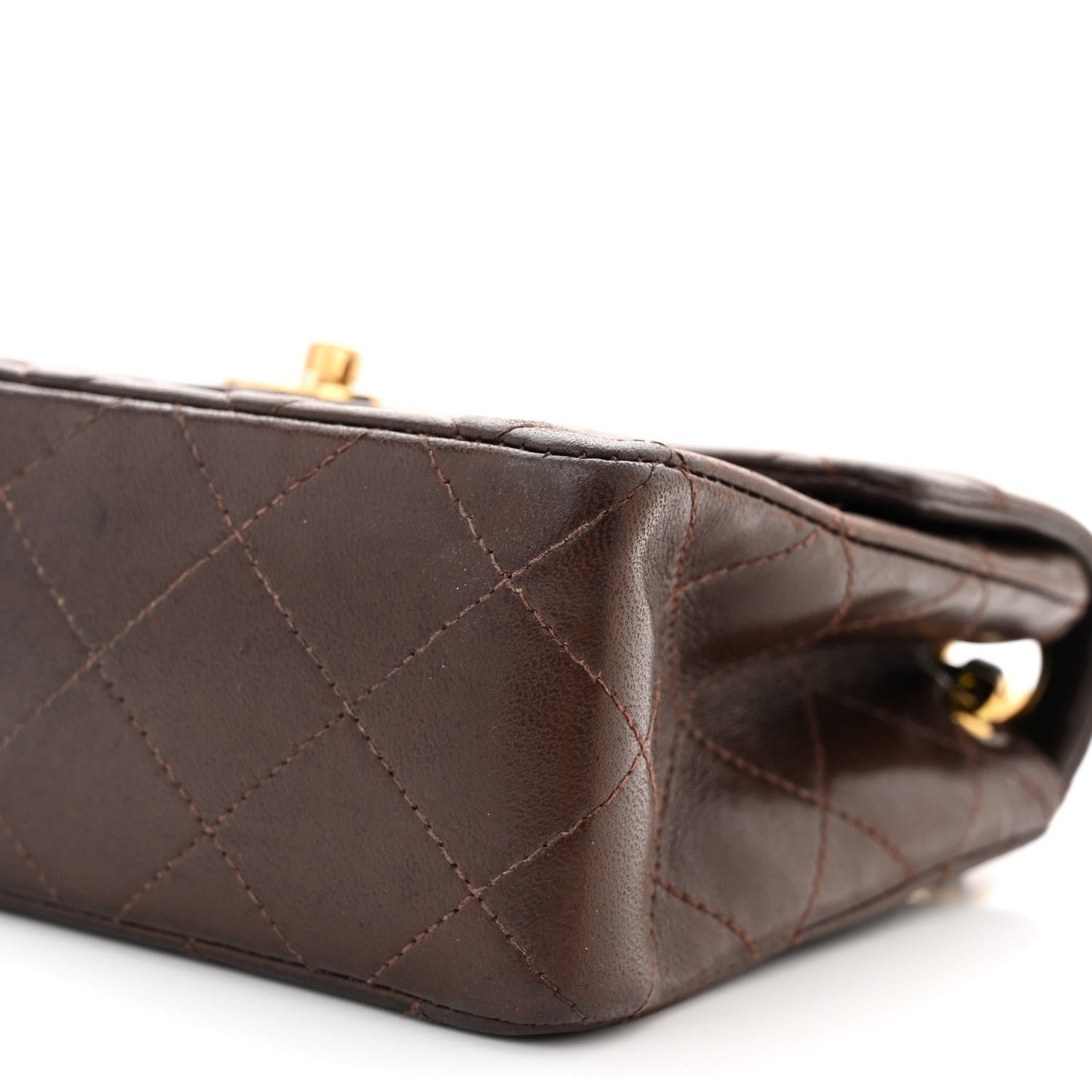 Chanel Lambskin Quilted Mini Square Flap Bag Dark Brown 11 of 13