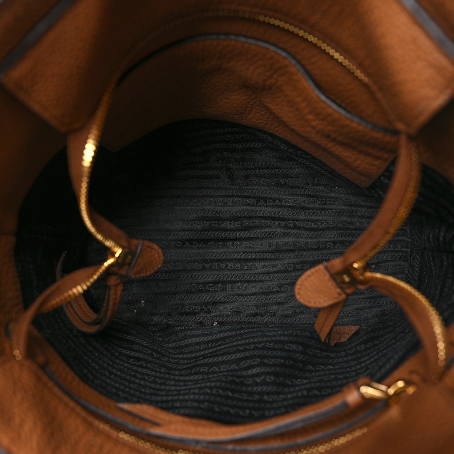 Prada Vitello Phenix Embossed Logo Shoulder Bag Brown 5 of 12