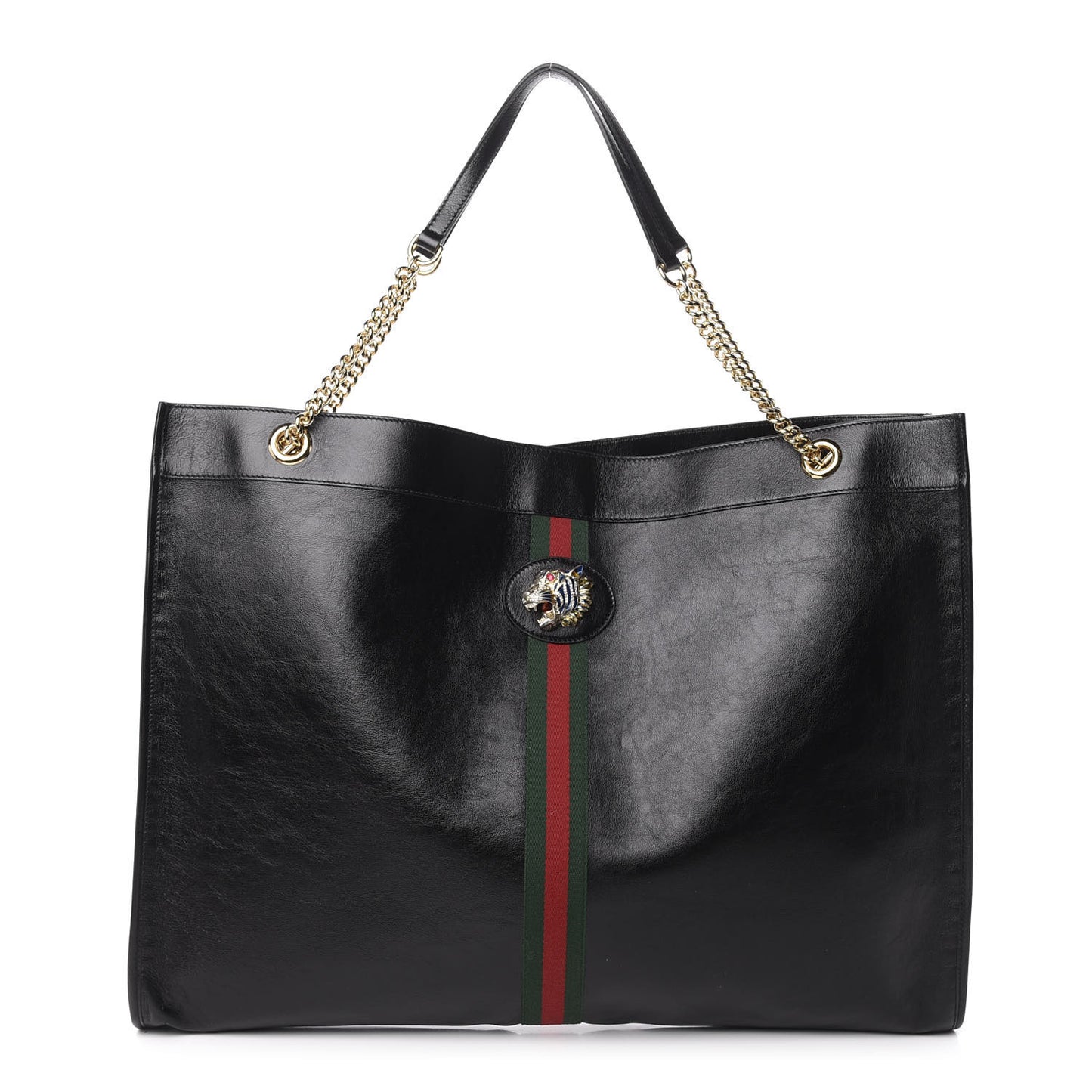 Calfskin Large Rajah Chain Tote Black
