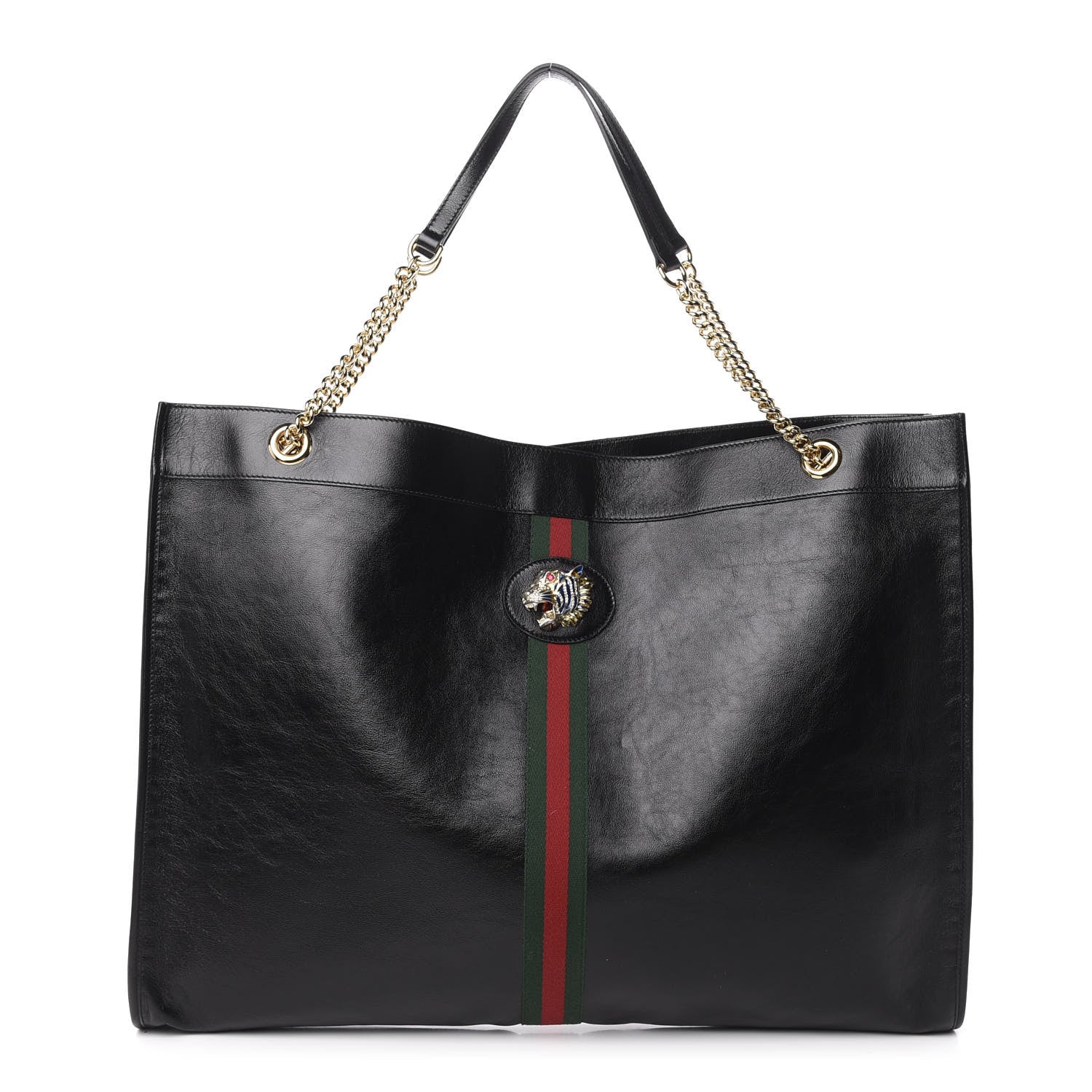 Gucci Calfskin Large Rajah Chain Tote Black 3 of 13