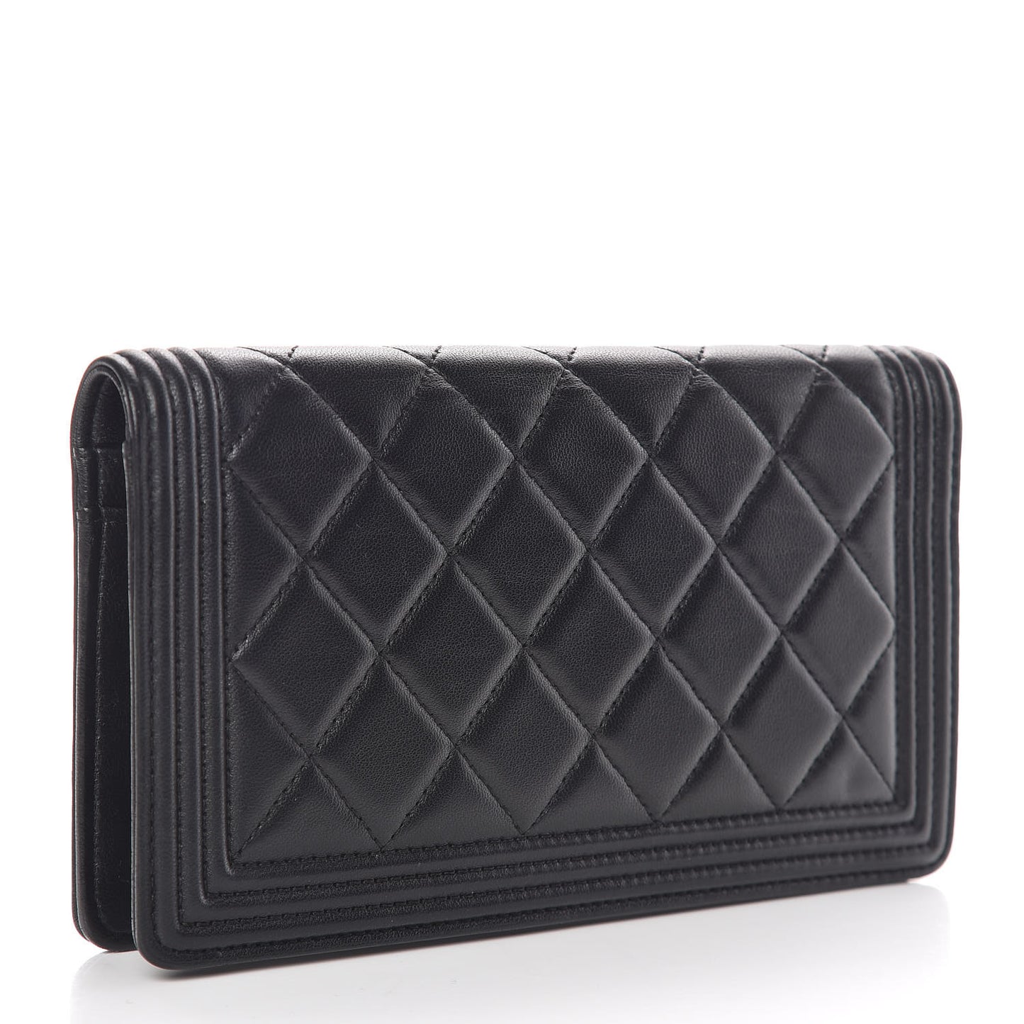 Lambskin Quilted Boy Yen Wallet Black