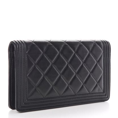 Chanel Lambskin Quilted Boy Yen Wallet Black 3 of 9
