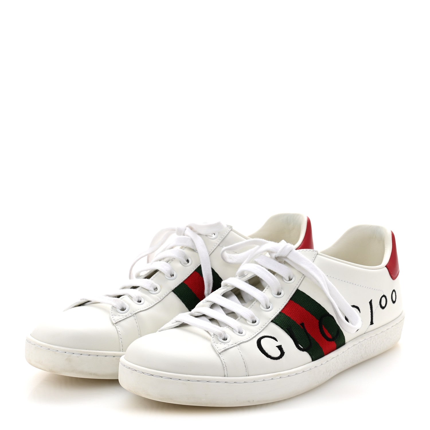 Gucci Calfskin Gucci 100 Womens Ace Sneakers 39.5 White Hibiscus Red 4 of 12