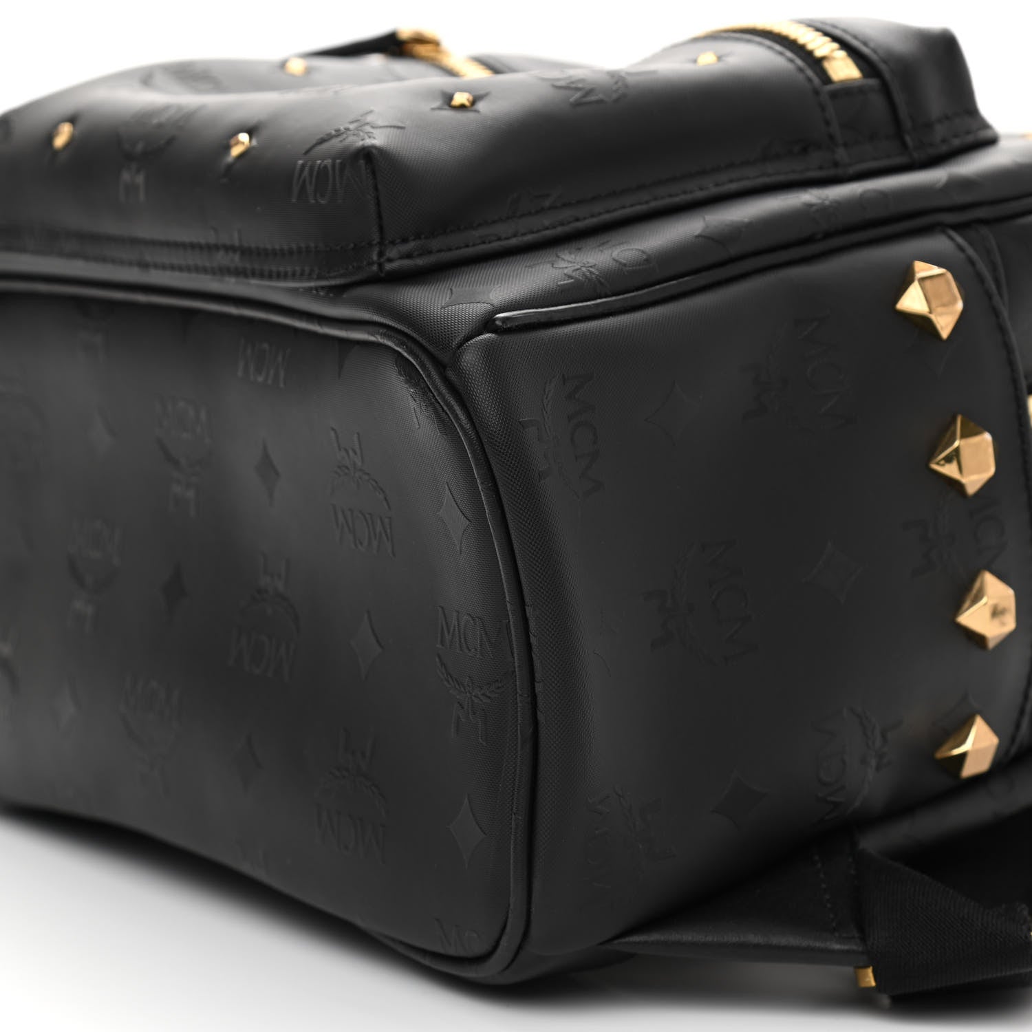 MCM Coated Canvas Medium Studded Backpack Black 10 of 12