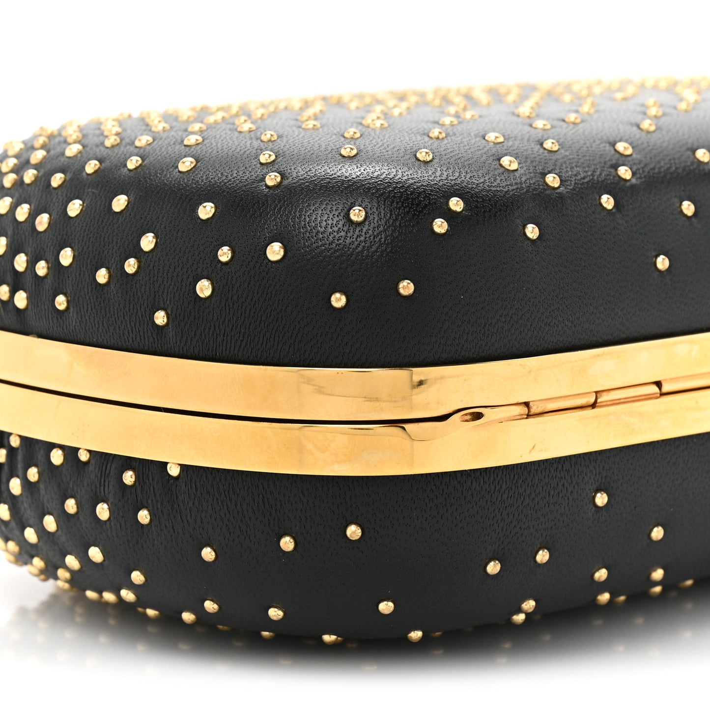 Crystal Nappa Queen and King Skull Box Chain Clutch Black Gold