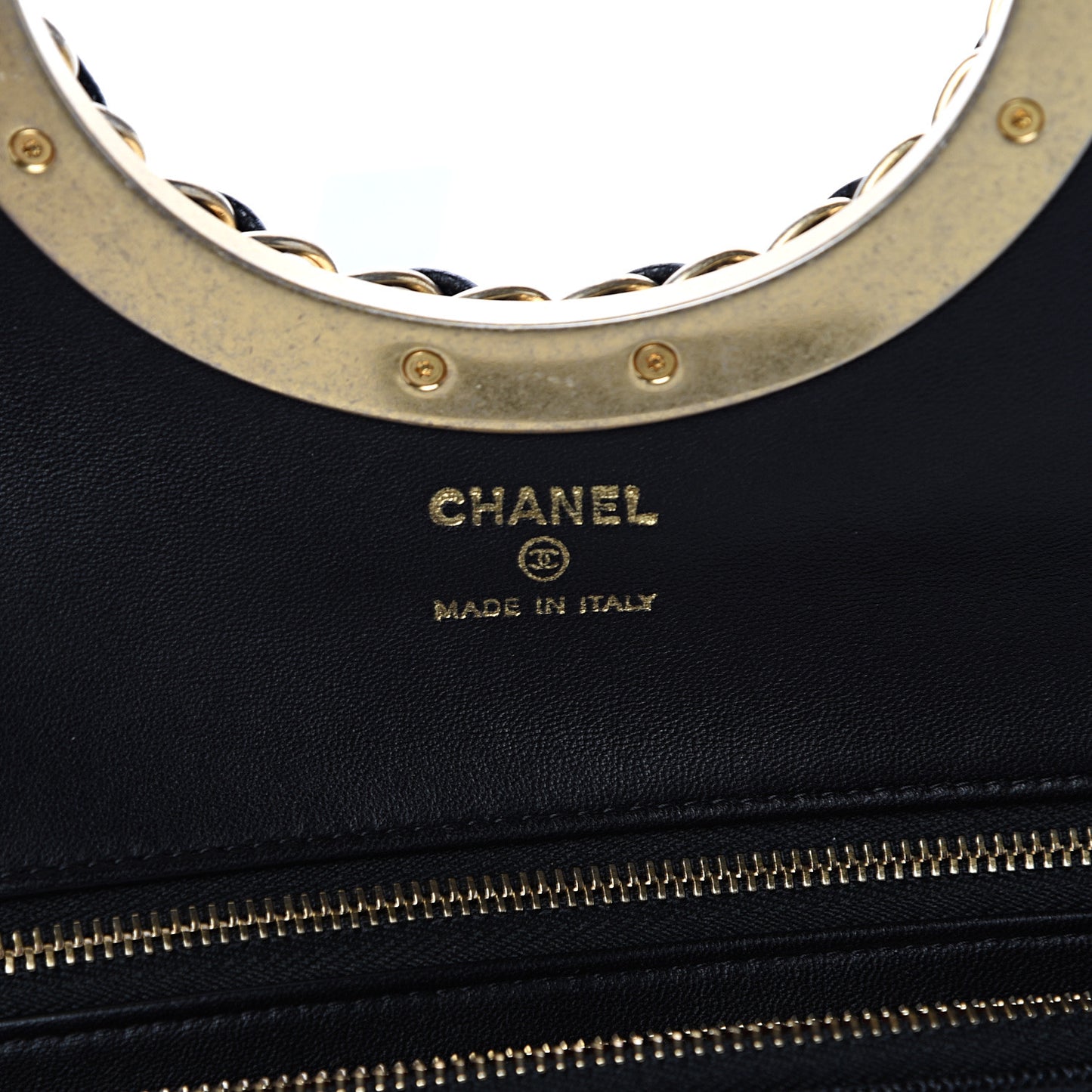 Grained Calfskin Small Chain Handle Clutch Black