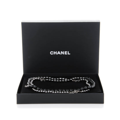 Chanel Ruthenium Graduated Bead Crystal CC Long Necklace Black 5 of 5