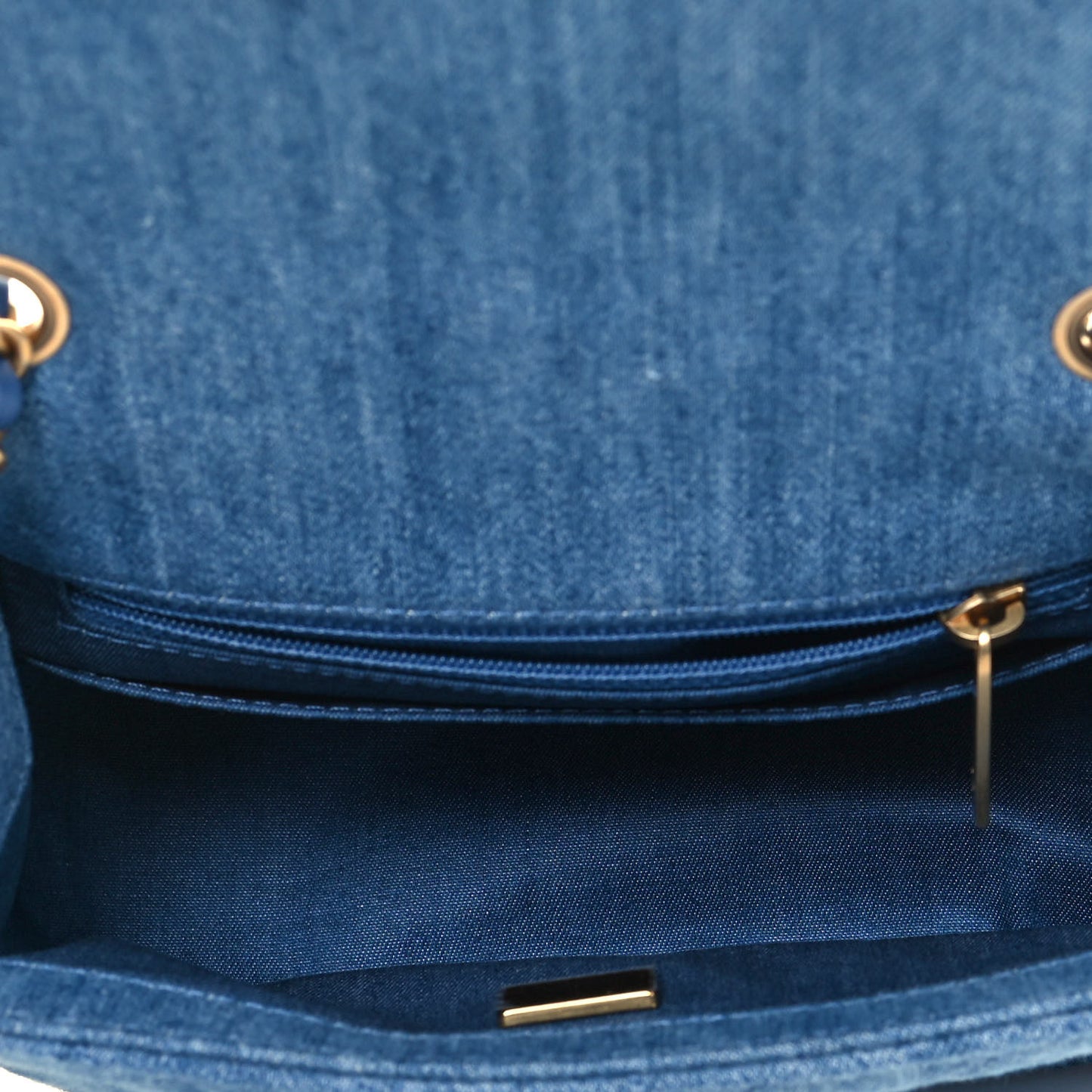 Denim Quilted Mini Pearl Crush Flap Blue