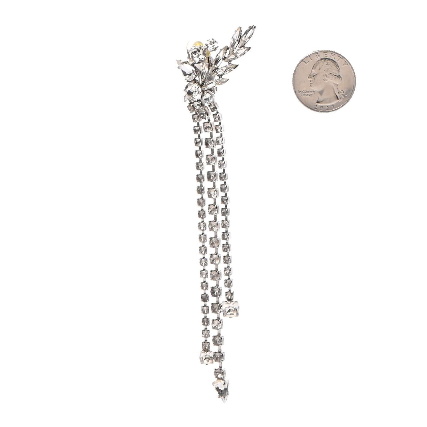 Crystal Smoking Clip On Single Earring Silver