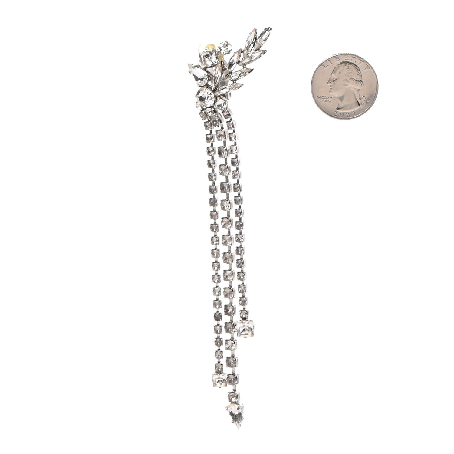 Saint Laurent Crystal Smoking Clip On Single Earring Silver 2 of 5