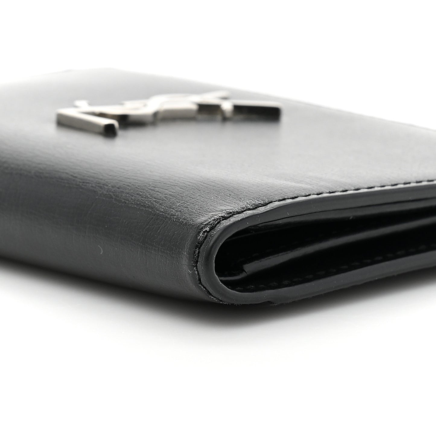 Calfskin Monogram Bi Fold Zipped Wallet Black
