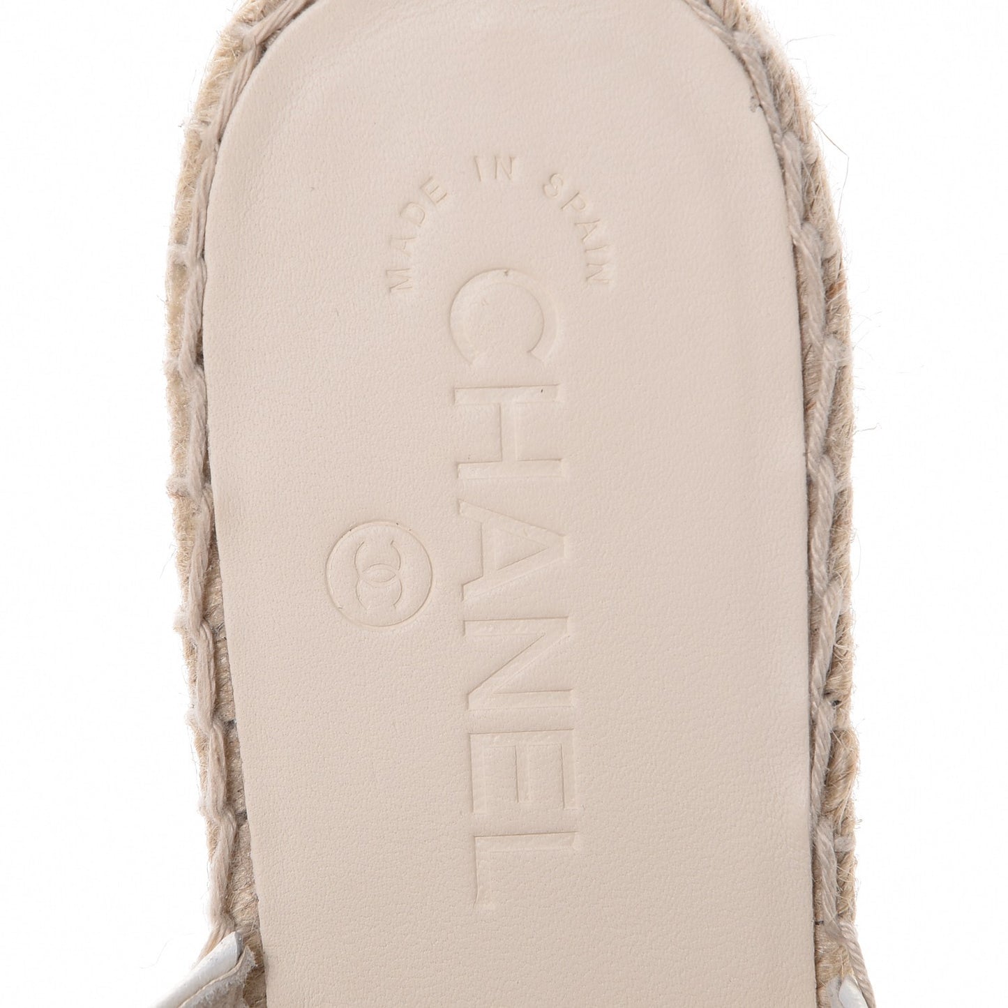 Iridescent Goatskin CC Espadrille Mules 37 Ivory Black