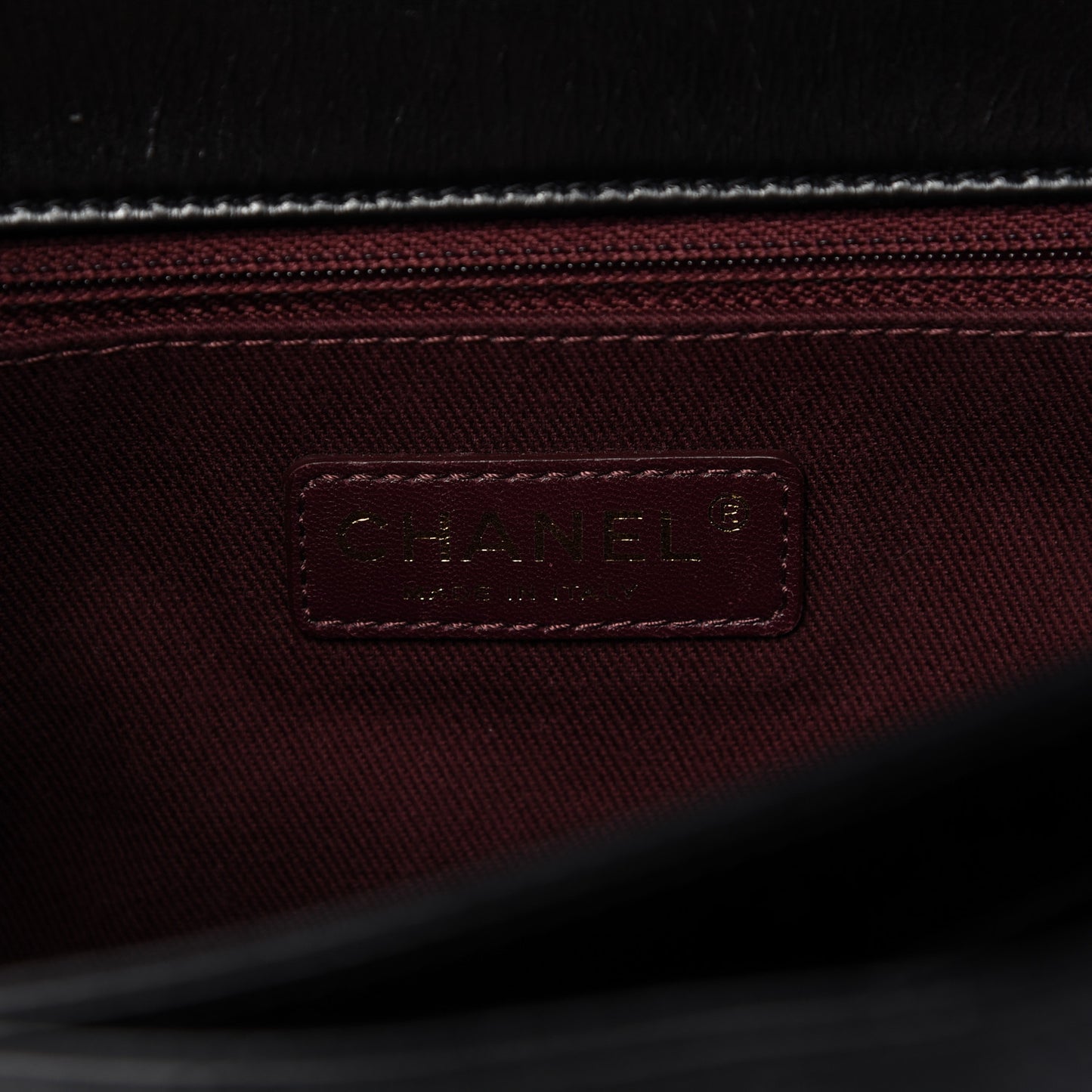 Glazed Calfskin Quilted Large Perfect Edge Flap Black