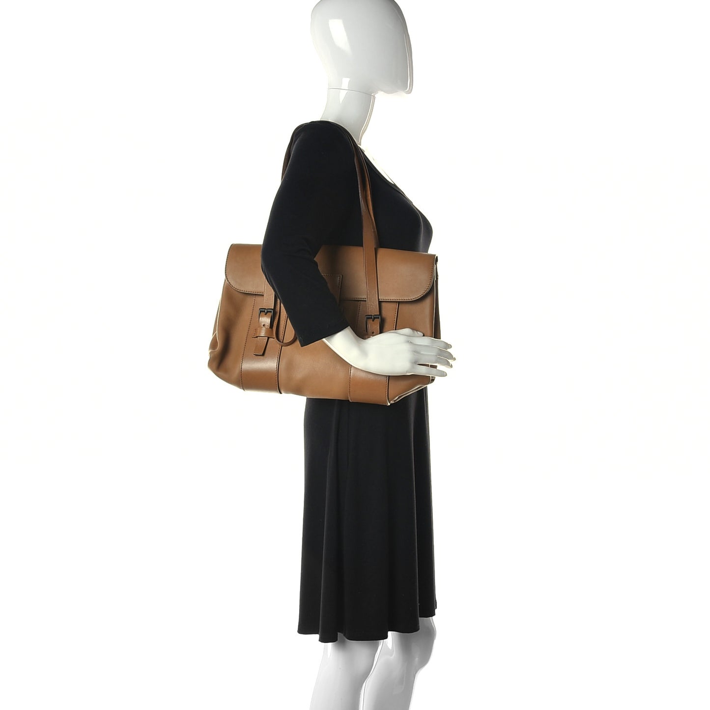 Calfskin Shoulder Bag Light Brown