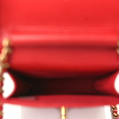 Chanel Caviar Quilted Chain Handle Round Phone Holder Red 5 of 10