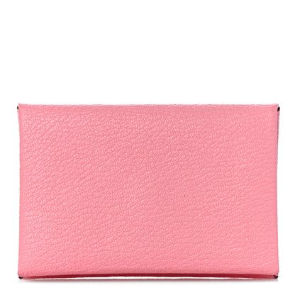 Hermes Chevre Chandra Verso Calvi Card Case Rose Confetti Brique 1 of 10
