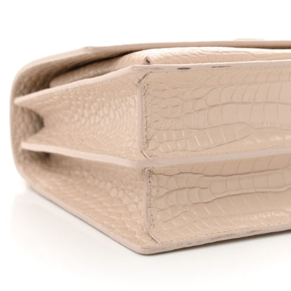 Saint Laurent Calfskin Crocodile Embossed Medium Monogram Sunset Rose Antic 9 of 15