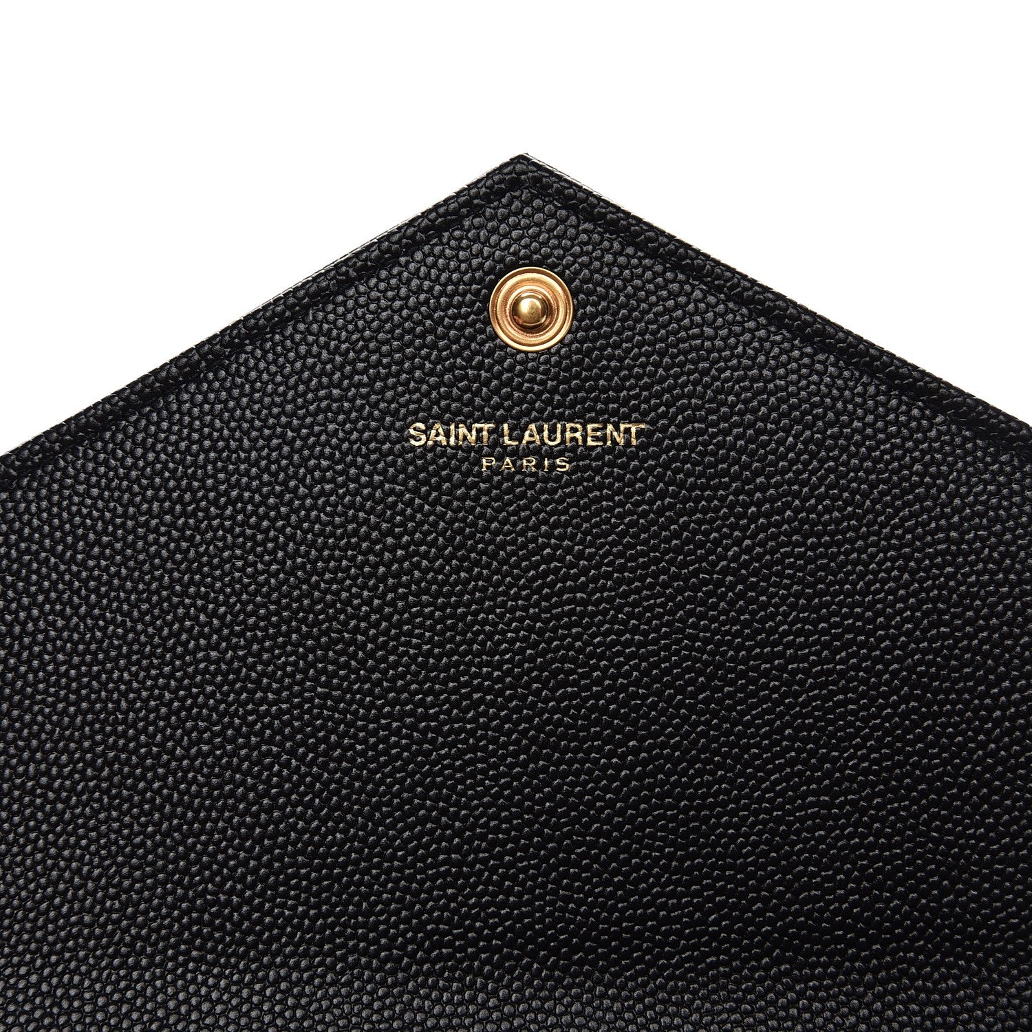 Saint Laurent Grain De Poudre Matelasse Chevron Monogram Envelope Chain Wallet Black 6 of 8