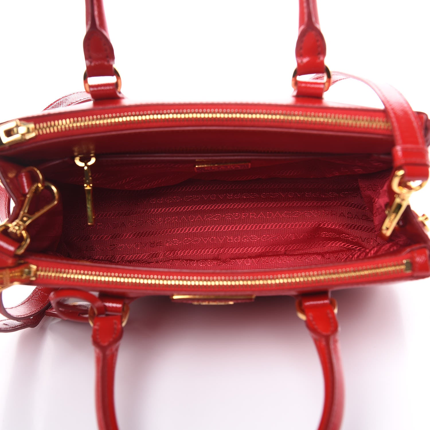 Prada Saffiano Vernice Mini Galleria Double Zip Tote Rosso 5 of 12