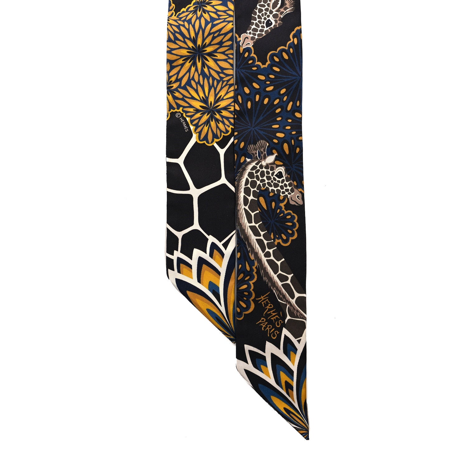Hermes Silk Three Graces Twilly Black Gold Taupe 2 of 4