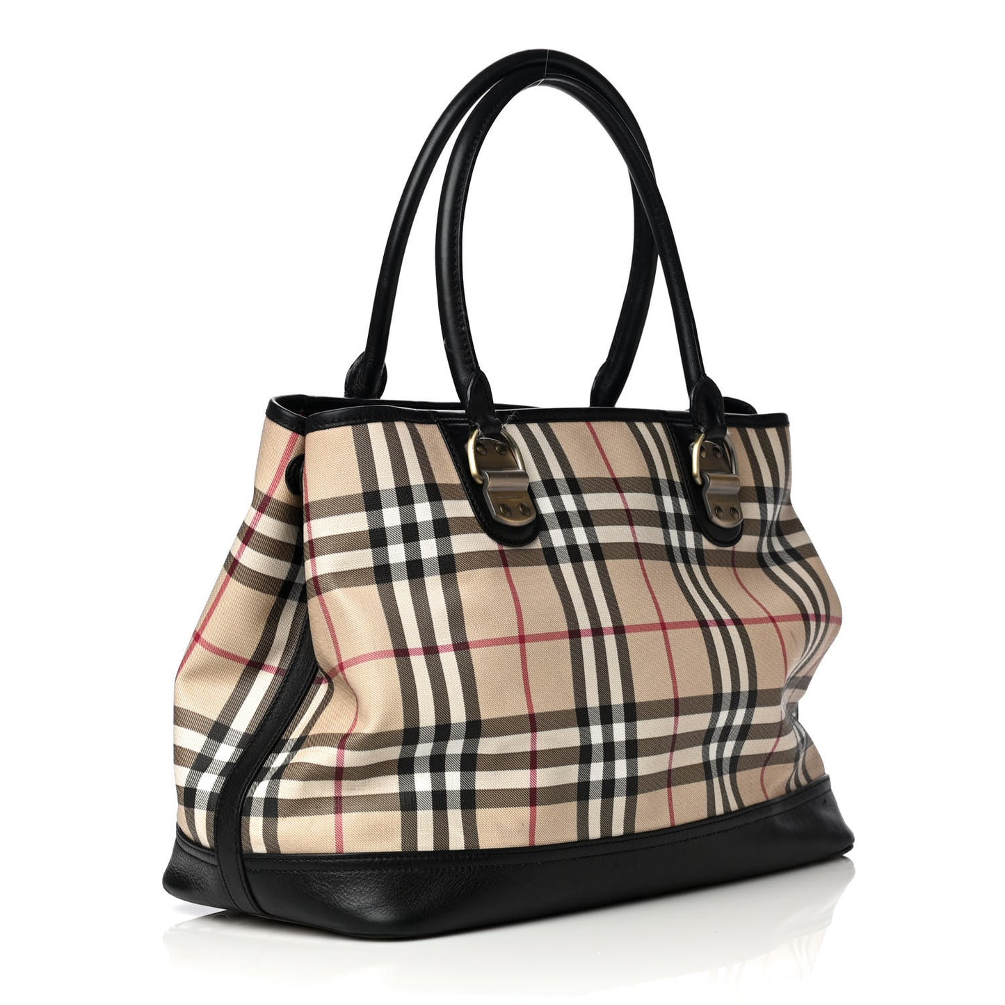 House Check Shoulder Tote Black