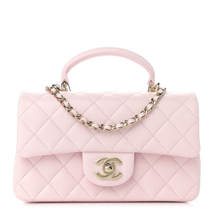 Chanel Lambskin Quilted Mini Top Handle Rectangular Flap Light Pink 1 of 10