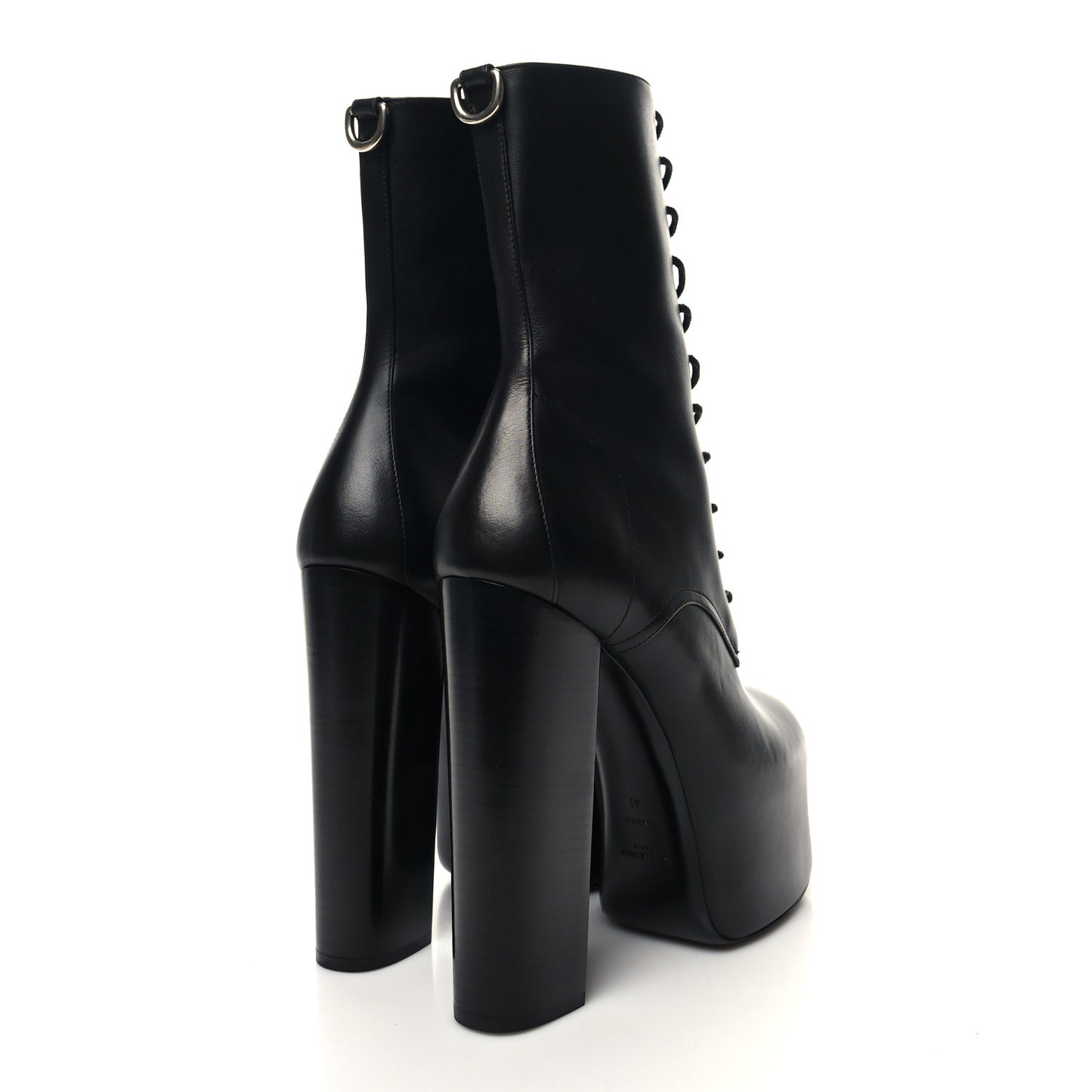 Calfskin Mina Lace Up Platform Boots 41 Black