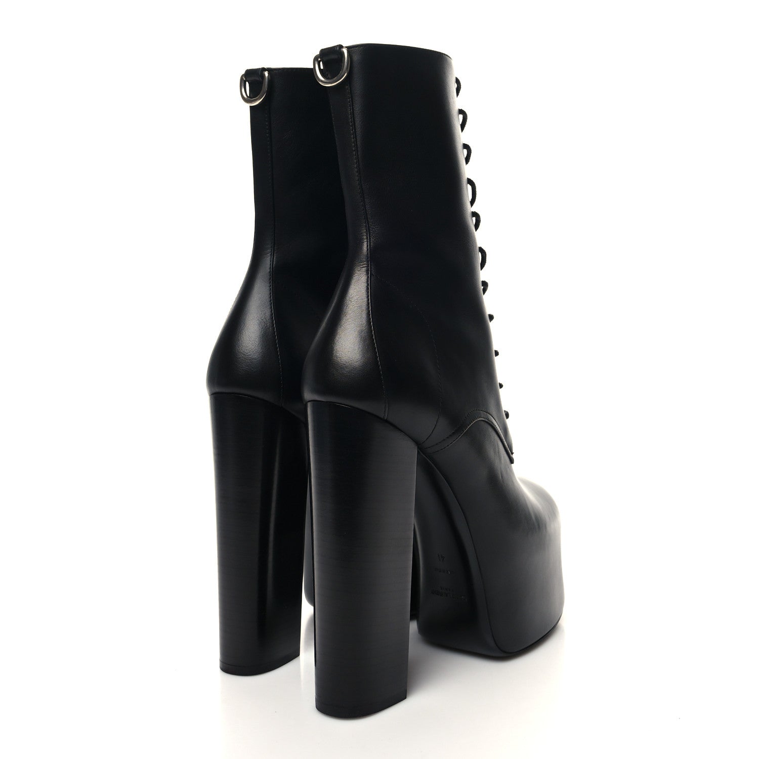Saint Laurent Calfskin Mina Lace Up Platform Boots 41 Black 4 of 7