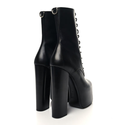 Saint Laurent Calfskin Mina Lace Up Platform Boots 41 Black 4 of 7