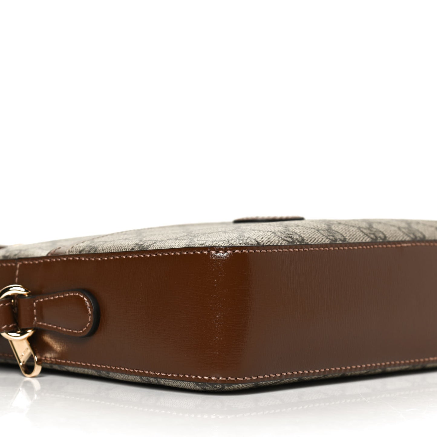 GG Supreme Monogram Azalea Calfskin Retro Interlocking G Messenger Shoulder Bag Beige Ebony Brown Sugar