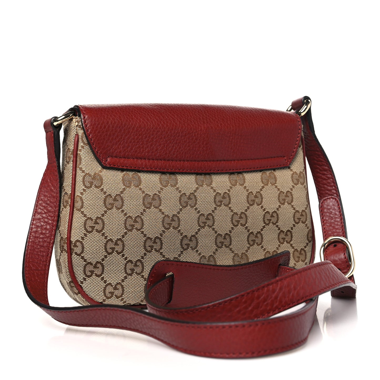 Monogram Pebbled Calfskin Web Small Dressage Shoulder Bag Red
