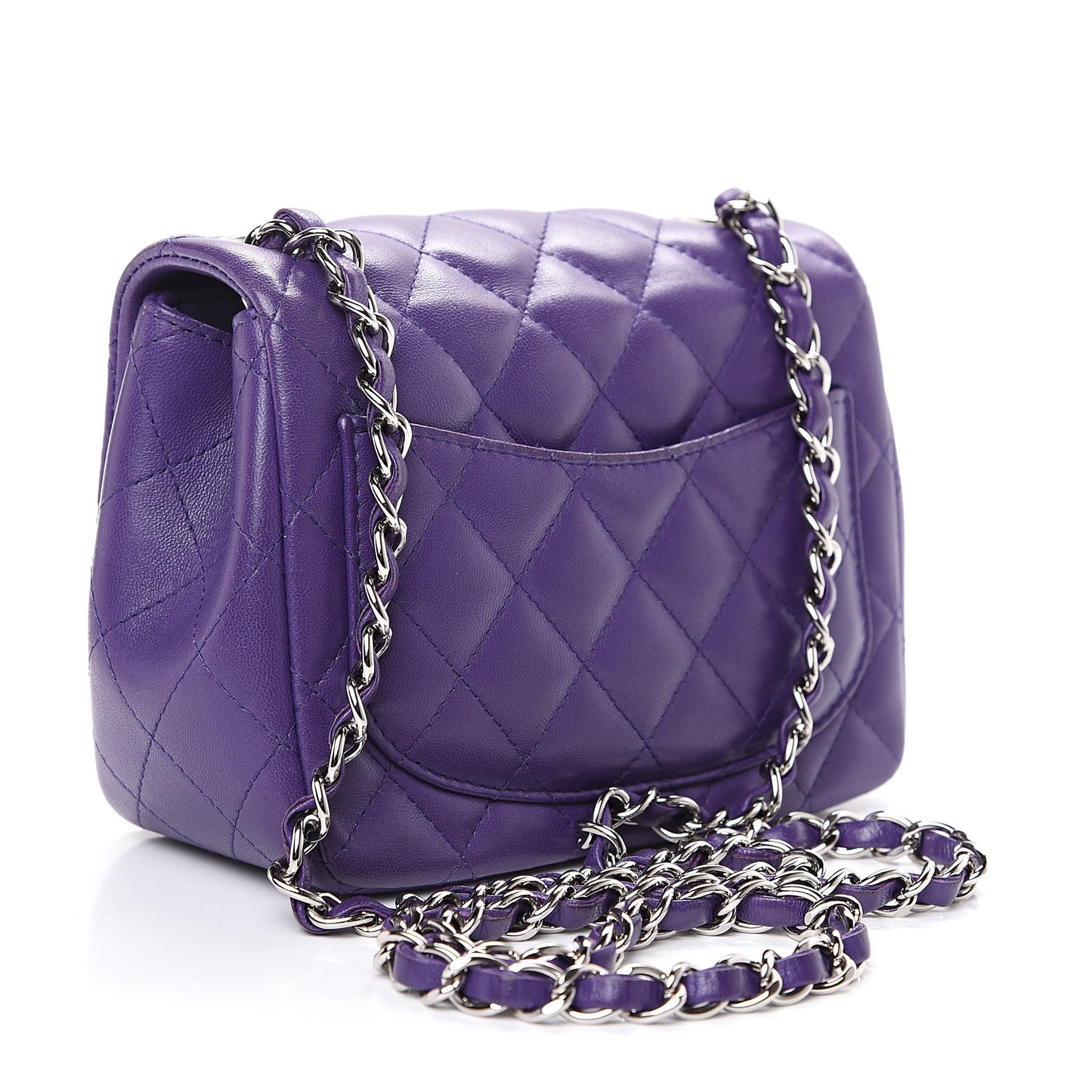 Lambskin Quilted Mini Square Flap Purple