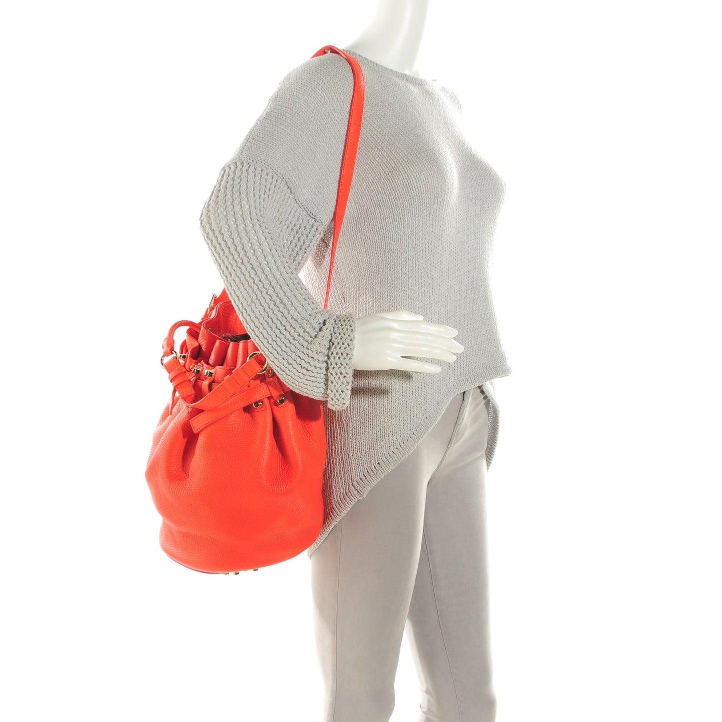Pebbled Lambskin Diego Bucket Bag Tang Gold Hardware