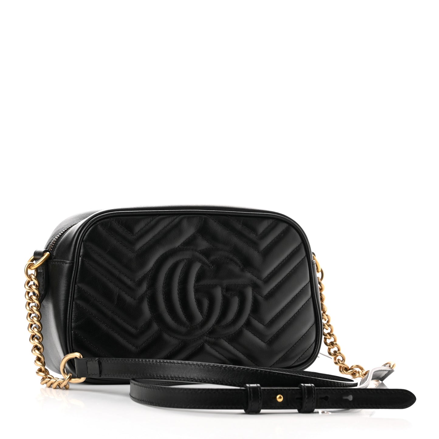Calfskin Matelasse Small GG Marmont Chain Shoulder Bag Black