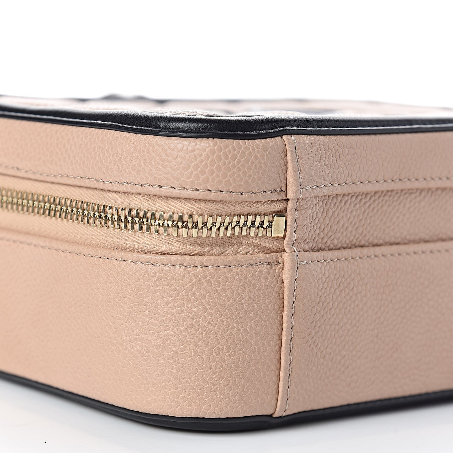 Caviar Quilted Medium CC Filigree Vanity Case Beige Black